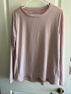 LOFT Soft Long-Sleeve Crewneck Top - Dusty Pink